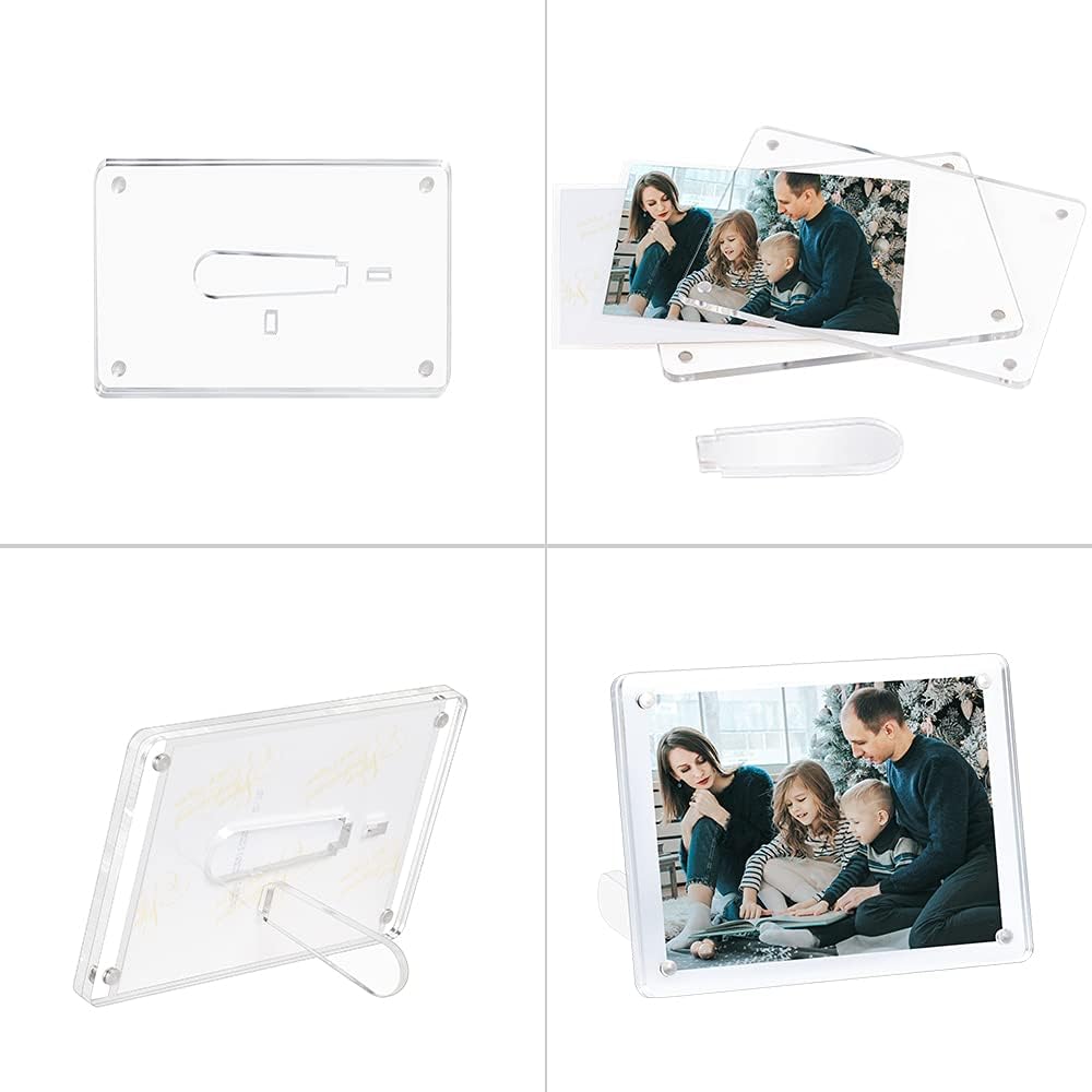 ECOSEAO 6x8 Minimalist Picture Frame Acrylic Glass Photo Frame with Desktop Display Horizontally or Vertically