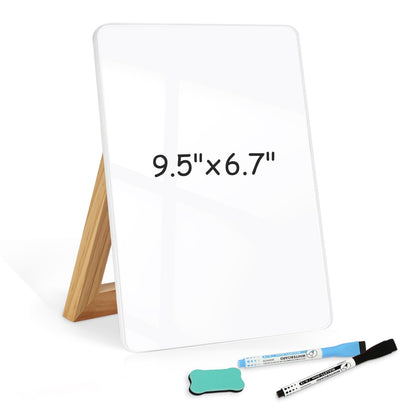 Desktop Glass Whiteboard with Storage, Desk Dry Erase White Board Black