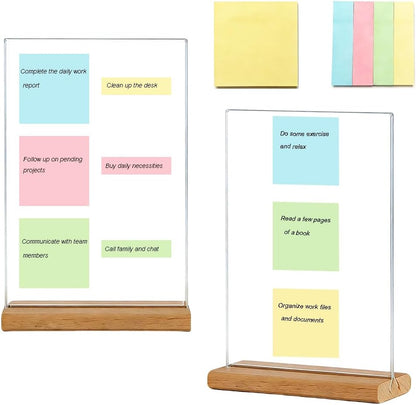 2 PCS Large-Size Monitor Memo Board with Removable Wooden Base