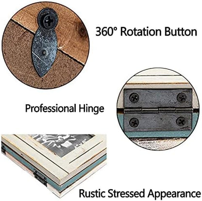 RiteSune Rustic Picture Frame 3 Folding 5X7 Triple Hinged
