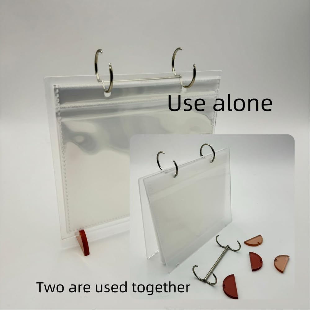 2 Sets Desktop Small Photo Album 4x6, Recipe Cards Protectors Clear
