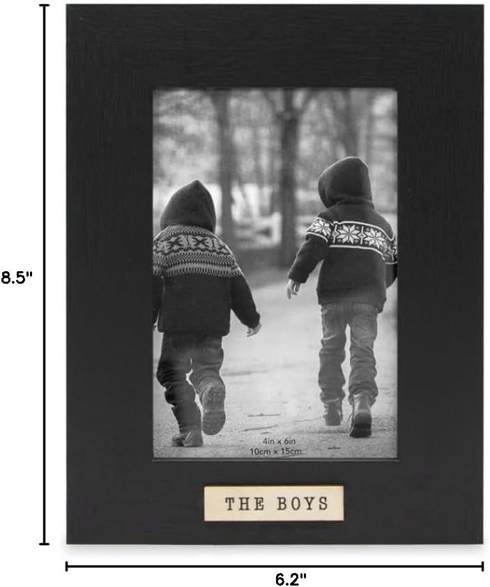 Isaac Jacobs 4x6 Black Wood Sentiments The Boys Picture Frame, Vertical