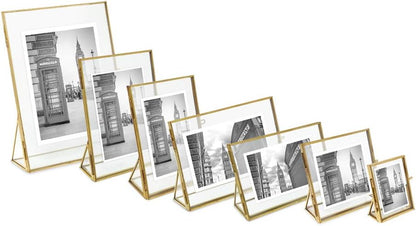 Isaac Jacobs 2x3 Gold Vertical Floating Photo Frame ClaspLock&Angled Base