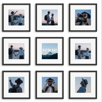 12x12 Picture Frame Sef of 10, for Wall Gallery Decor, Black