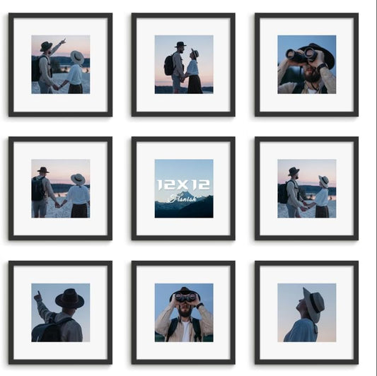 12x12 Picture Frame Sef of 10, for Wall Gallery Decor, Black