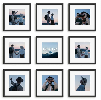 12x12 Picture Frame Sef of 10, for Wall Gallery Decor, Black