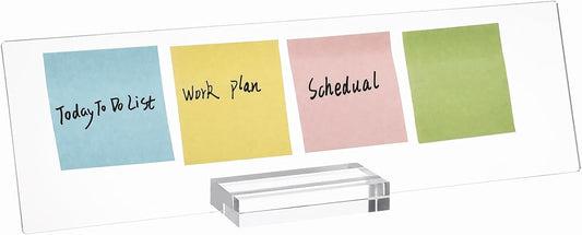 BTSKY Acrylic Monitor Memo Board Holder-15.8"x4.7", Clear Sticky Note Holder with Thicken Base, Screen Message Board Under Computer, No Screen Damage, Office & Home Desktop Accessories