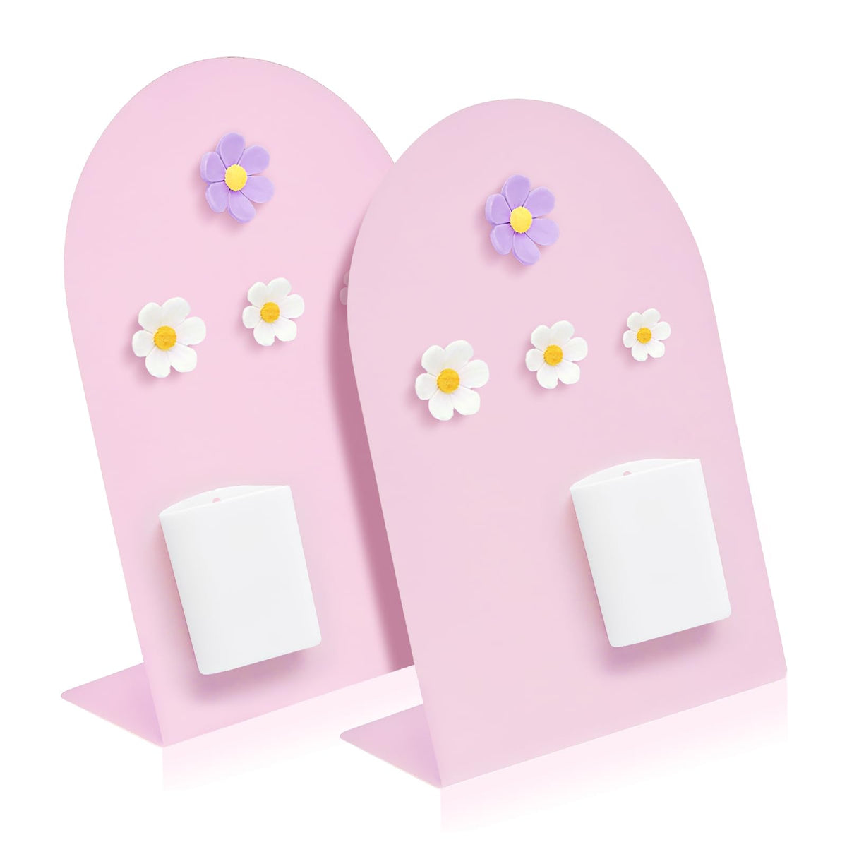 Desk Magnetic Message Board, Metal Bulletin/Memo Board with Magnetic Pen Holder and Flower Pins with Stand, Souvenir/Photo Display Board for Home, Office, Dormitory, Apartment, 8 * 11Inch (Pink)