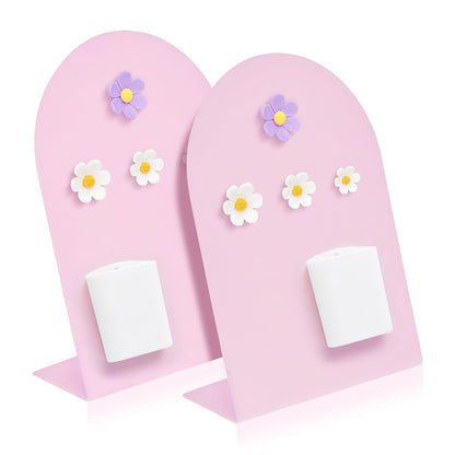 Desk Magnetic Message Board, Metal Bulletin/Memo Board with Magnetic Pen Holder and Flower Pins with Stand, Souvenir/Photo Display Board for Home, Office, Dormitory, Apartment, 8 * 11Inch (Pink)