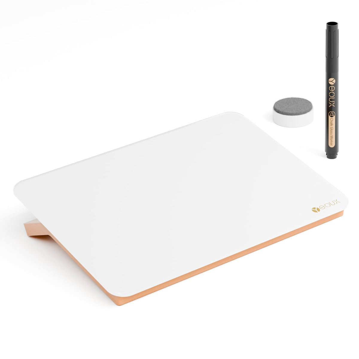 Desktop Black Glass Dry Erase Whiteboard with Reversible Wood Stand, Small Portable White Board Easel for Desk, Reusable Desk Notepad 9.5"x6.7" for Office, Home, School, Marker&Eraser Included, Yeoux