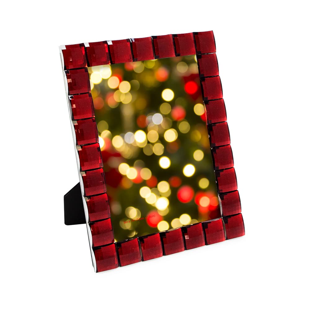 Isaac Jacobs Decorative Sparkling Jewel Picture Frame (4x4, Rainbow)