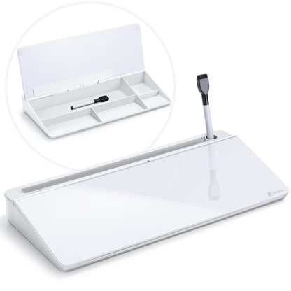 Varhomax Desktop Whiteboard with Storage, Desk Organizer Dry Erase Glass White Board to-do List Memo Notepad for Home Office and School Supplies (Black)