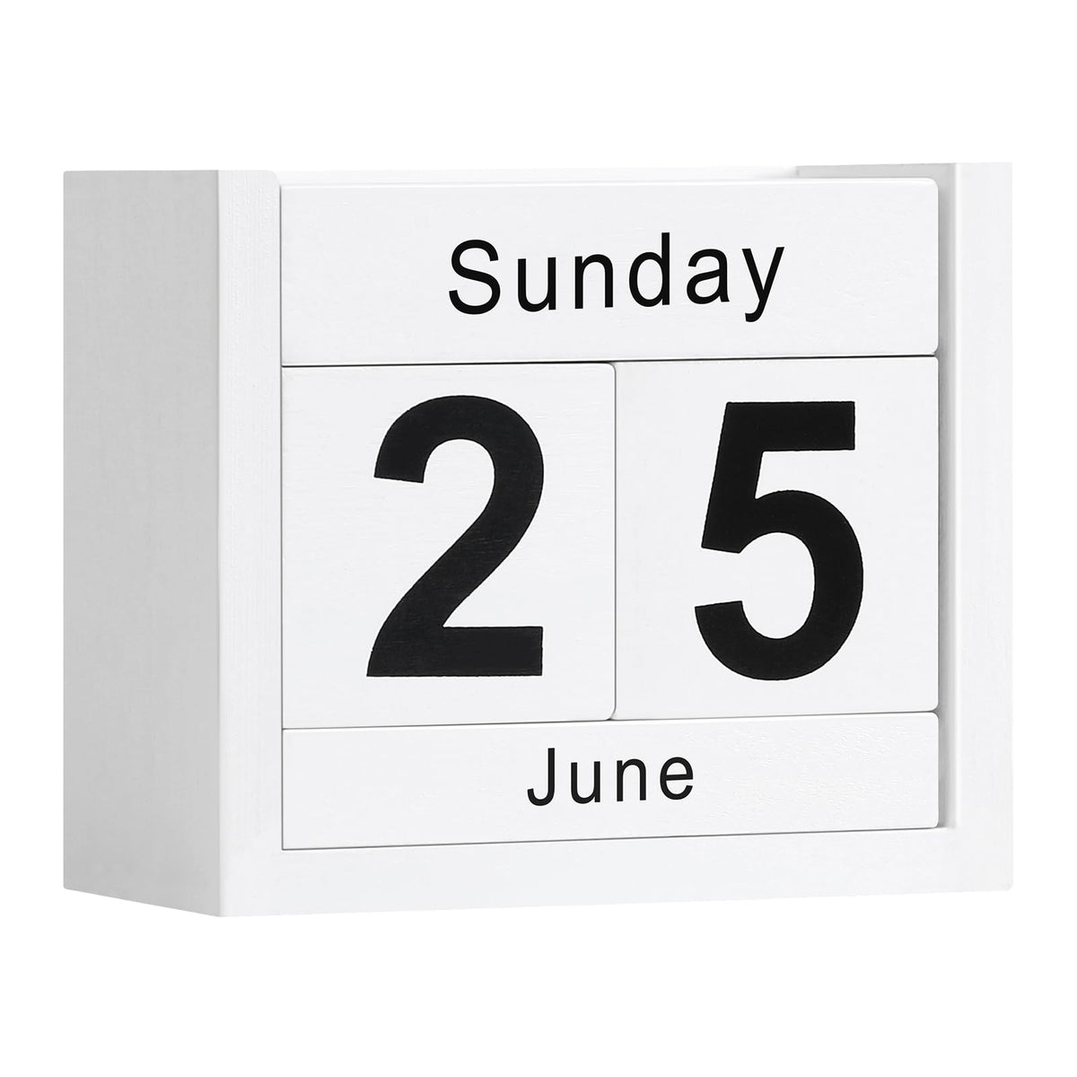 Wooden Block Calendar for Desk, Daily Desktop Perpetual Desk Calendar, Cute Date Display Blocks Desk Accessory for Home Office Decor, Teacher, Classroom, Reusable Yearly, Black