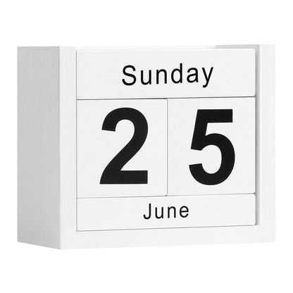 Wooden Block Calendar for Desk, Daily Desktop Perpetual Desk Calendar, Cute Date Display Blocks Desk Accessory for Home Office Decor, Teacher, Classroom, Reusable Yearly, Black