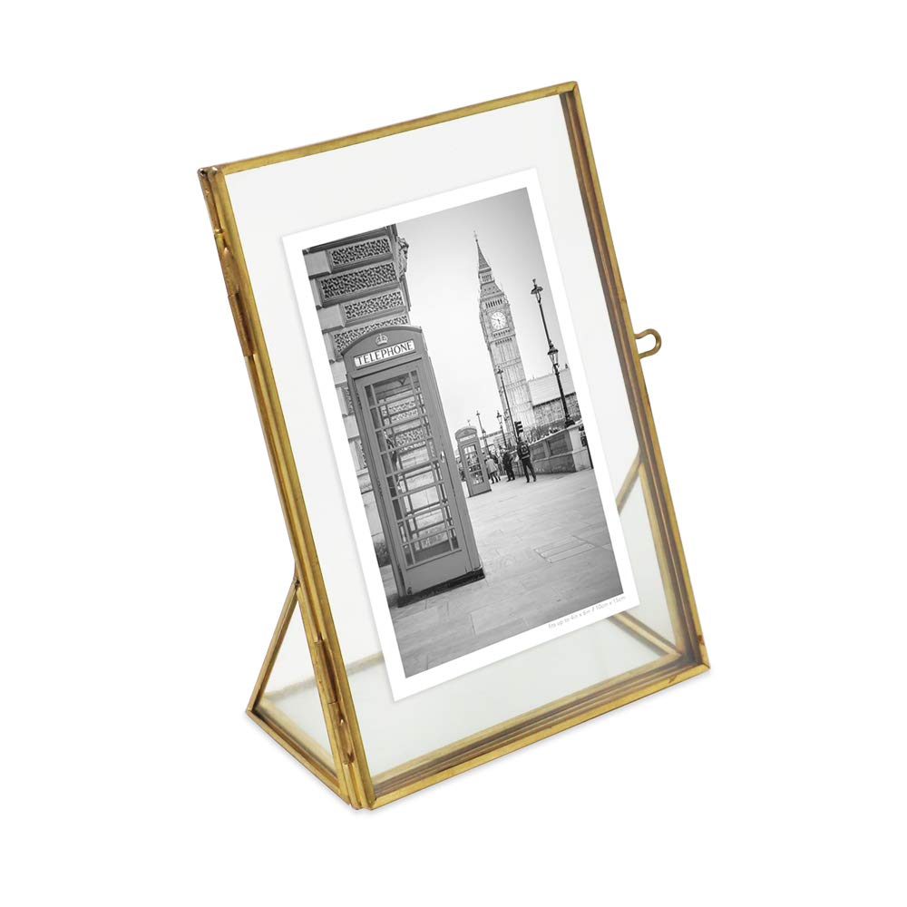 Isaac Jacobs 2x3 Gold Vertical Floating Photo Frame ClaspLock&Angled Base