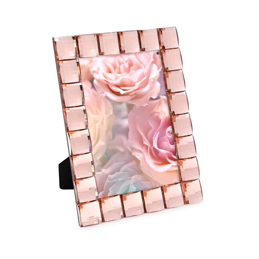 Isaac Jacobs Decorative Sparkling Jewel Picture Frame (4x4, Rainbow)