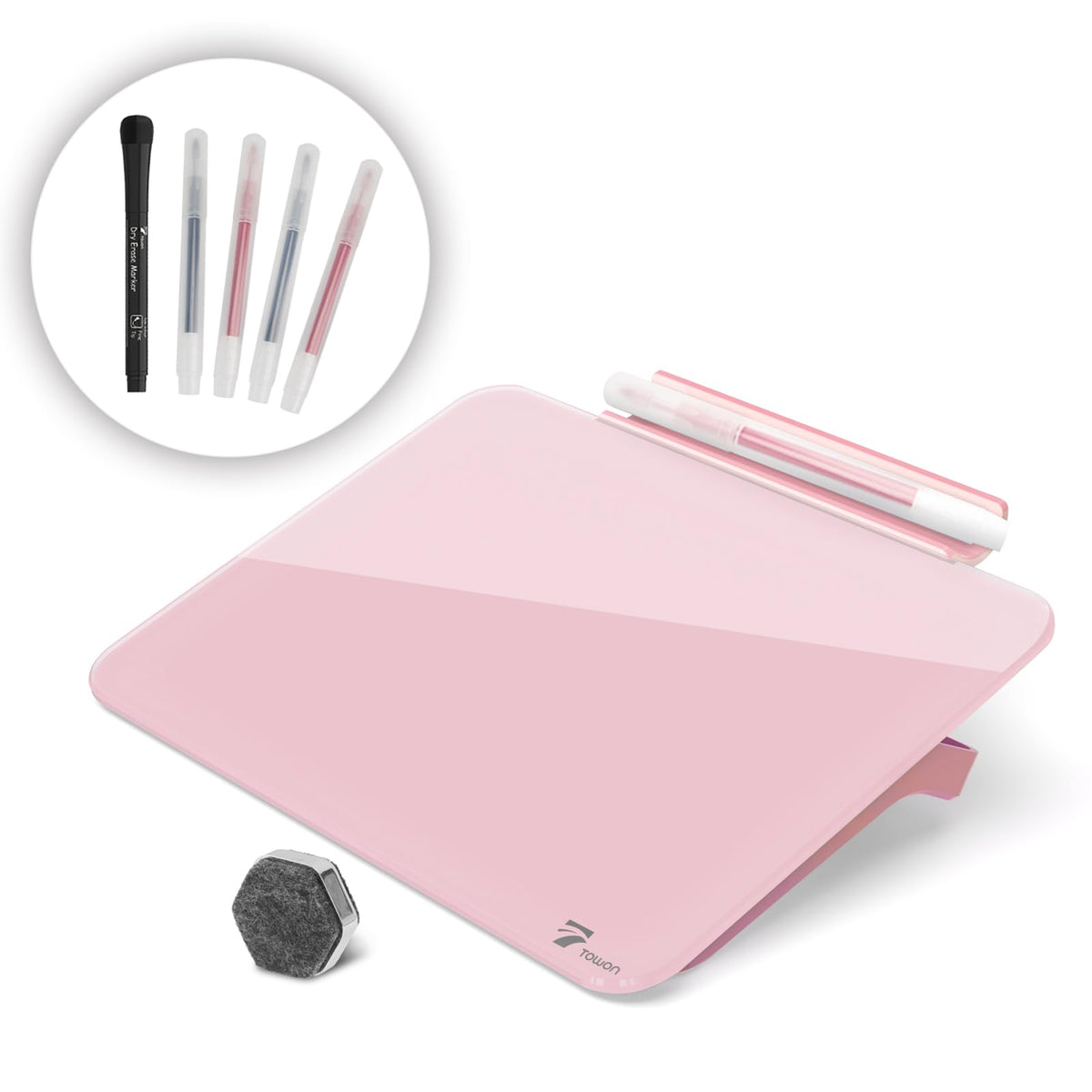 Small Glass Desktop Whiteboard Dry-Erase, Mini Pure Glass Whiteboard Stand