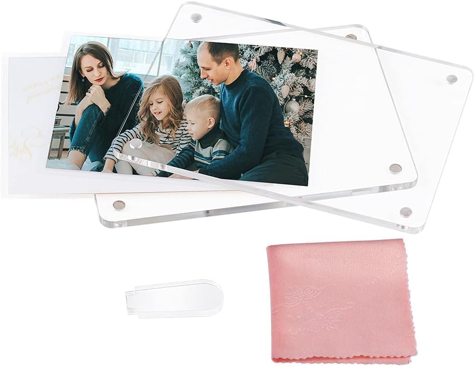 ECOSEAO 6x8 Minimalist Picture Frame Acrylic Glass Photo Frame with Desktop Display Horizontally or Vertically