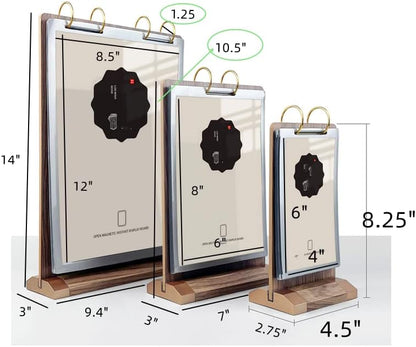 A5 Walnut Wood Sign Holder Vertical Table Flip Display 6 Page 12 Picture