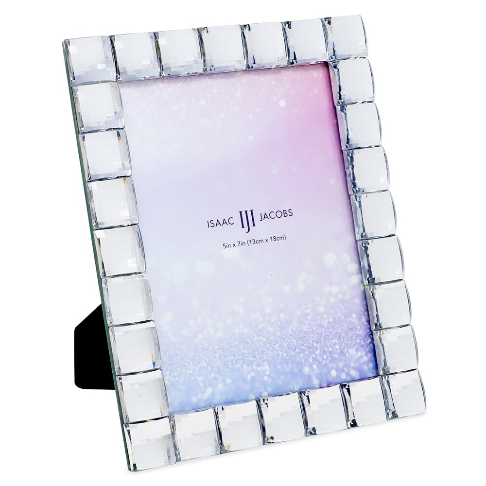 Isaac Jacobs Decorative Sparkling Jewel Picture Frame (4x4, Rainbow)