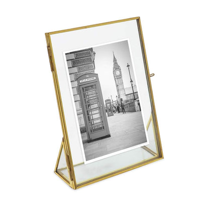 Isaac Jacobs 2x3 Gold Vertical Floating Photo Frame ClaspLock&Angled Base