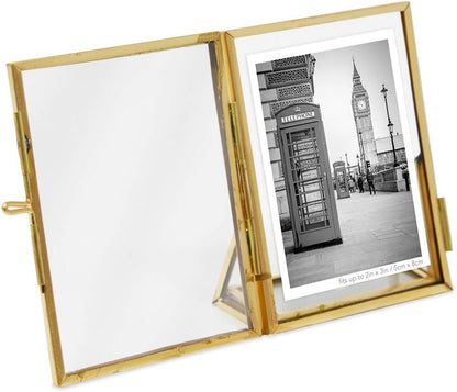 Isaac Jacobs 2x3 Gold Vertical Floating Photo Frame ClaspLock&Angled Base