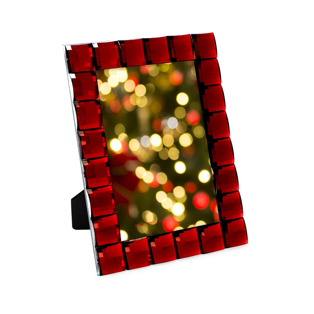 Isaac Jacobs Decorative Sparkling Jewel Picture Frame (4x4, Rainbow)