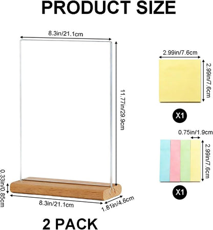 2 PCS Large-Size Monitor Memo Board with Removable Wooden Base