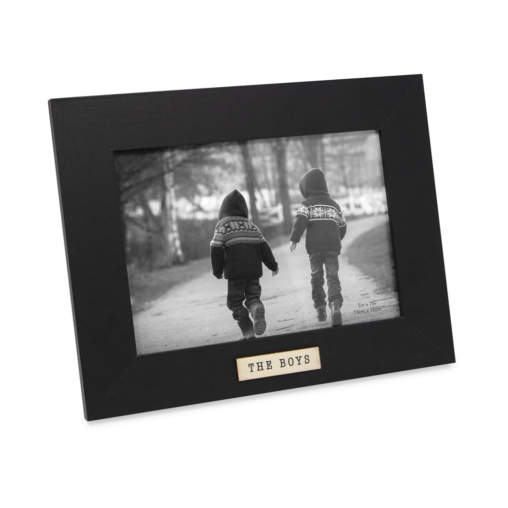 Isaac Jacobs 4x6 Black Wood Sentiments The Boys Picture Frame, Vertical