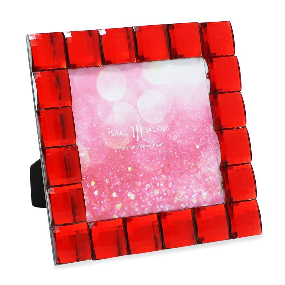 Isaac Jacobs Decorative Sparkling Jewel Picture Frame (4x4, Rainbow)