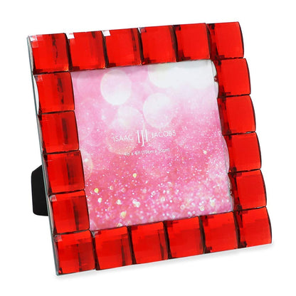 Isaac Jacobs Decorative Sparkling Jewel Picture Frame (4x4, Rainbow)