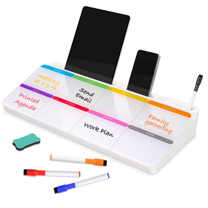 DOLLAR BOSS Glass Desk Whiteboard Small Dry Erase Board, All Black