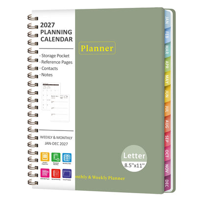 2027 Planner, Weekly and Monthly Calendar Planner Book