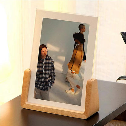 5x7 Rustic Picture Frame Set of 2 Wooden Photo Frames with Base U Shaped Double Sided High Definition Acrylic Covers Menu Holder Sign Card Stand for Tabletop or Desktop Display,Vertical (7-in Vertical)