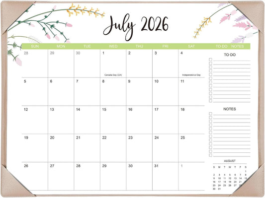 Desk Calendar 2026 with Desk Mat – 22" x 17" Large Desk Pad Calendar Runs from July 2026 to December 2027, Floral Design Desktop Calendar with To Do List, Personal Desk Calendar Planner for Home, Office