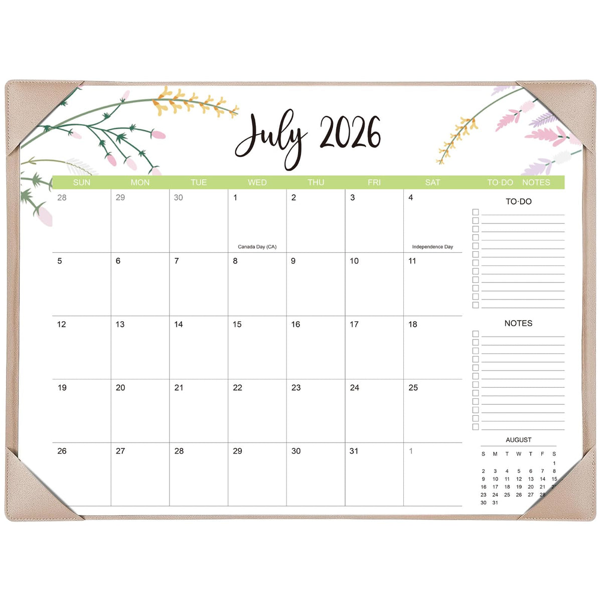 Desk Calendar 2026 with Desk Mat – 22" x 17" Large Desk Pad Calendar Runs from July 2026 to December 2027, Floral Design Desktop Calendar with To Do List, Personal Desk Calendar Planner for Home, Office