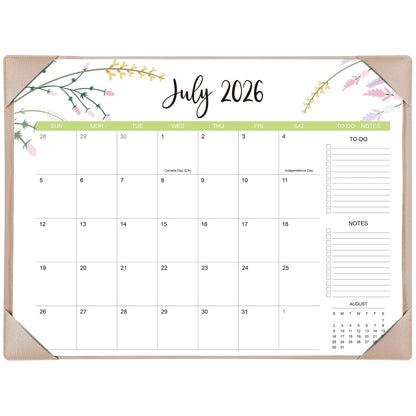 Desk Calendar 2026 with Desk Mat – 22" x 17" Large Desk Pad Calendar Runs from July 2026 to December 2027, Floral Design Desktop Calendar with To Do List, Personal Desk Calendar Planner for Home, Office