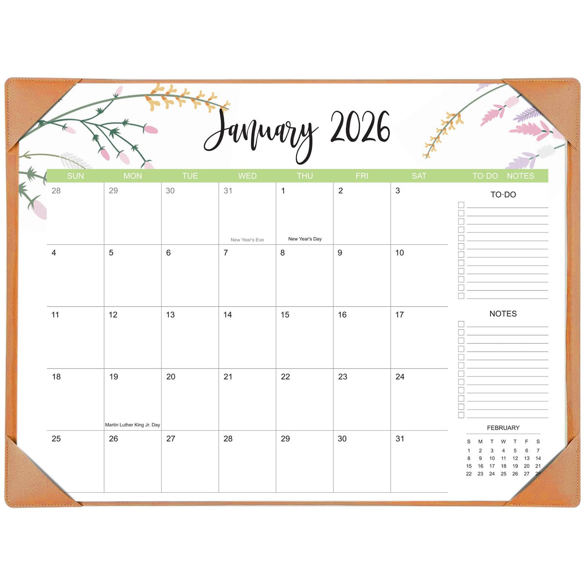 Desk Calendar 2026-2027 with Desk Mat – 22" x 17" Large Desk Pad Calendar Runs from January 2026 to June 2027, Floral Design Desktop Calendar with To-Do, Notes for Planning, Organizing, and Scheduling Your Life (Apricot)