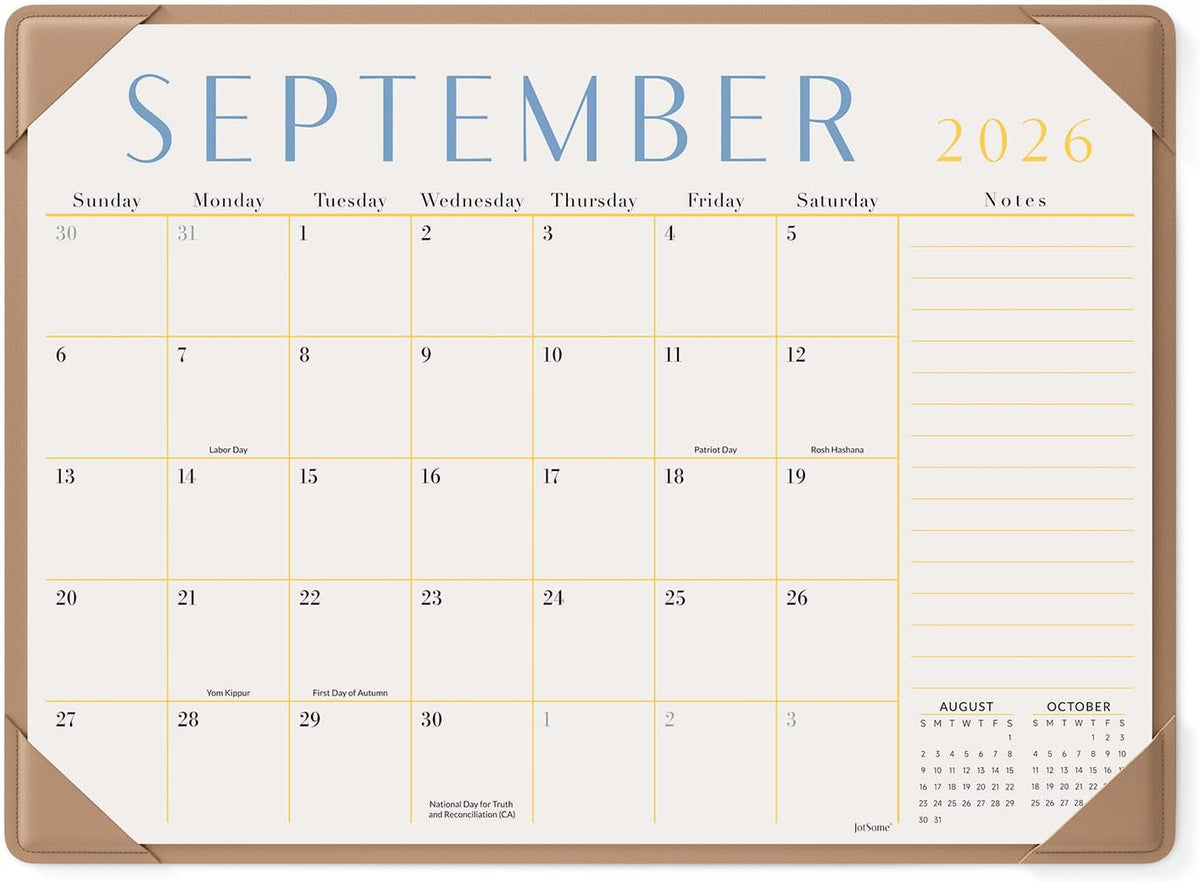 Jotsome Desk Calendar 2026-2027 with Protective Mat, Desktop Calendar