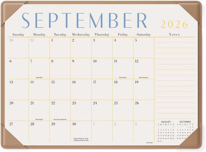 Jotsome Desk Calendar 2026-2027 with Protective Mat, Desktop Calendar