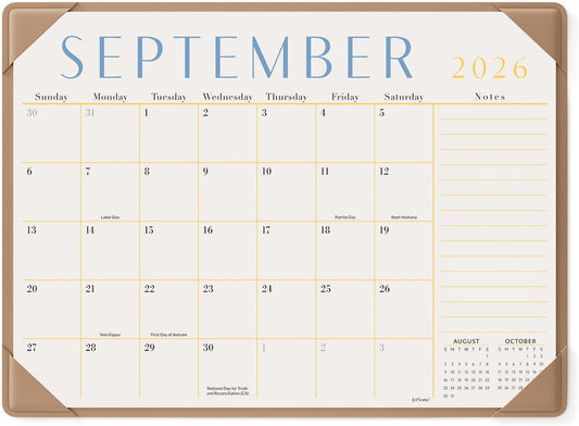 Jotsome Desk Calendar 2026-2027 with Protective Mat, Desktop Calendar