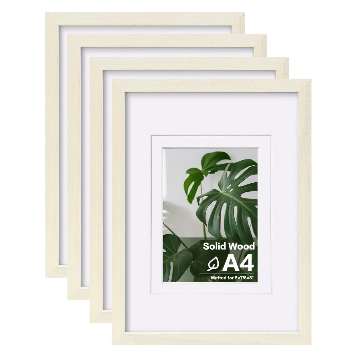 Egofine 8x10 Picture Frames Set of 4, Made of Solid Wood Covered by Plexiglass 4x6 and 5x7 with Mat or 8x10 without Mat, for Table Top Display and Wall Mounting Photo Frame Black