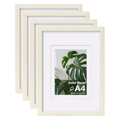 Egofine 8x10 Picture Frames Set of 4, Made of Solid Wood Covered by Plexiglass 4x6 and 5x7 with Mat or 8x10 without Mat, for Table Top Display and Wall Mounting Photo Frame Black