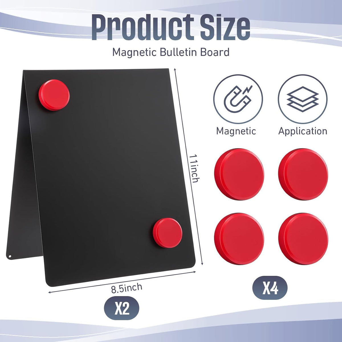 Fainne 2 Pack 11 x 8.5 Inch Metal Magnetic Board with Stand, Double-Sided