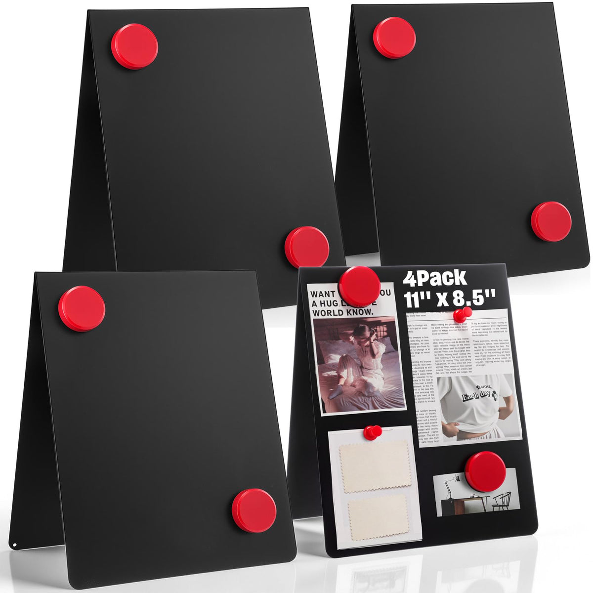 Fainne 2 Pack 11 x 8.5 Inch Metal Magnetic Board with Stand, Double-Sided