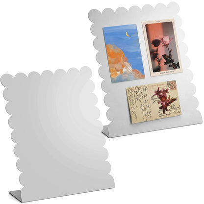 Gueevin 2 Pcs Magnet Board Magnetic Display Stand for Table, White, Small