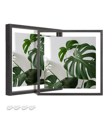 Egofine 5x7 Floating Frames Set of 2, Double Plexiglass Picture Frame, Made of Solid Wood Display Any Size Photo up to 5x7, Wall Mount or Tabletop Standing, Natural Wood