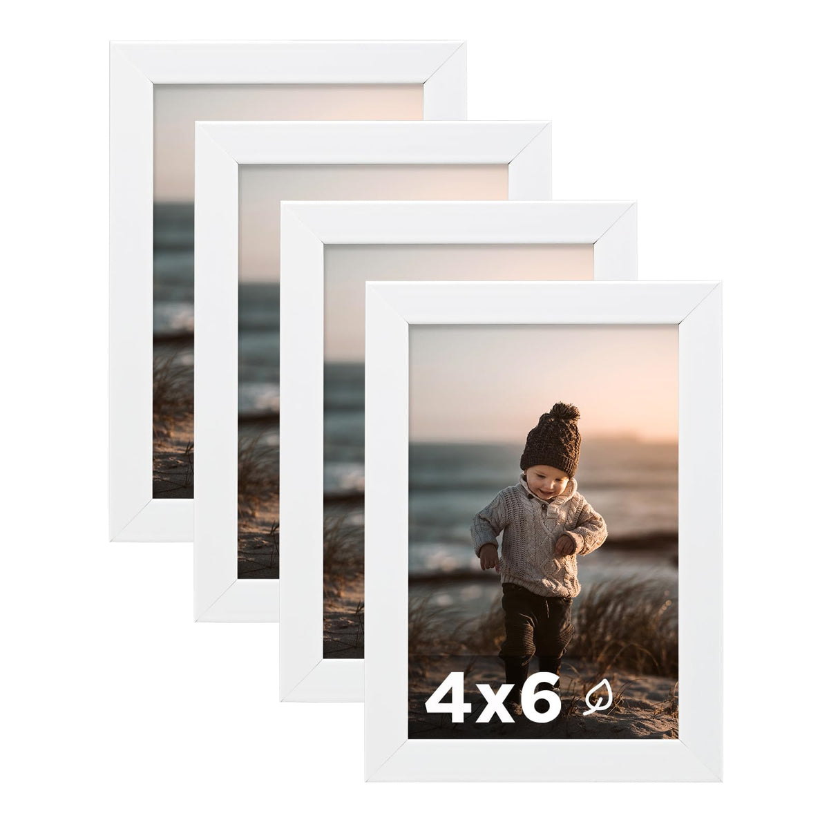 KINLINK 5x7 Picture Frames, Mix Color Photo Frames with Plexiglass for Picture 4x6 with Mat or 5x7 without Mat, Composite Wood Picture Frames for Table Top and Wall Mounting, Set of 4