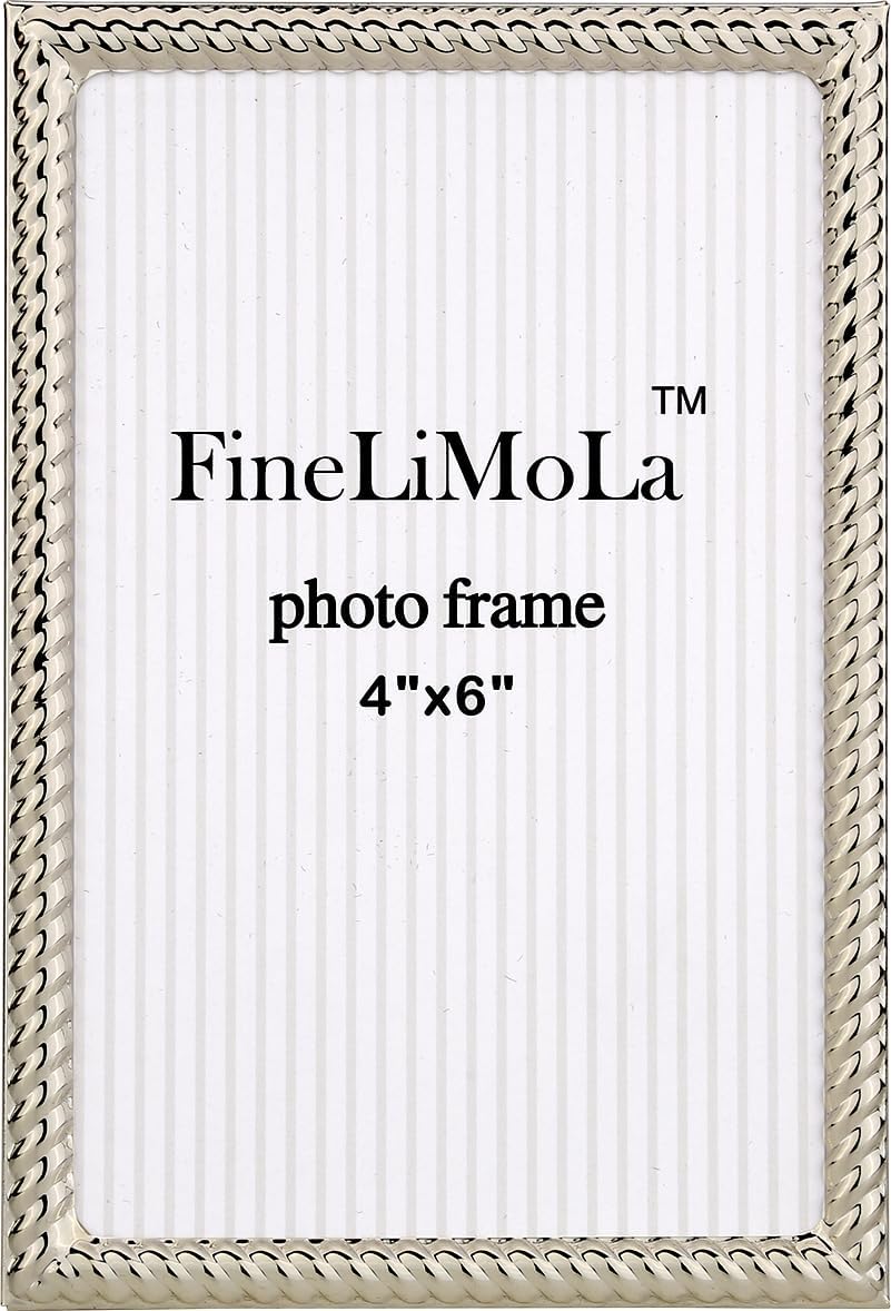 5x7'' Silver Rope Design Metal Picture Frames with Hi Quality Velvet Backing and Real Glass Front,Silver Photo Frame 7x5'' for Desktop Display Or Wall Hanging