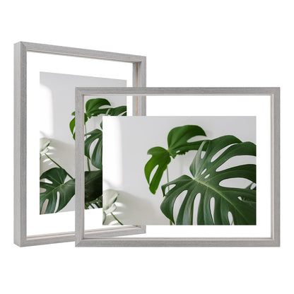 Egofine 5x7 Floating Frames Set of 2, Double Plexiglass Picture Frame, Made of Solid Wood Display Any Size Photo up to 5x7, Wall Mount or Tabletop Standing, Natural Wood